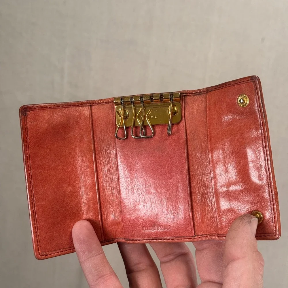 Miu Miu Matelasse Leather 6-Ring Key‎ Holder Wallet Orange Terracotta